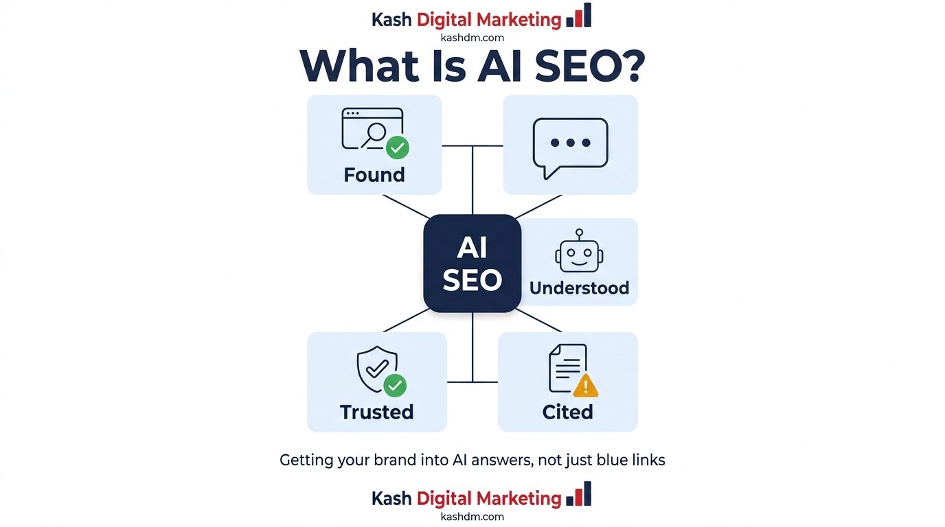 What AI SEO is and how it works: optimizing your brand to be found, trusted and cited by AI Overviews, ChatGPT, Perplexity and Gemini.