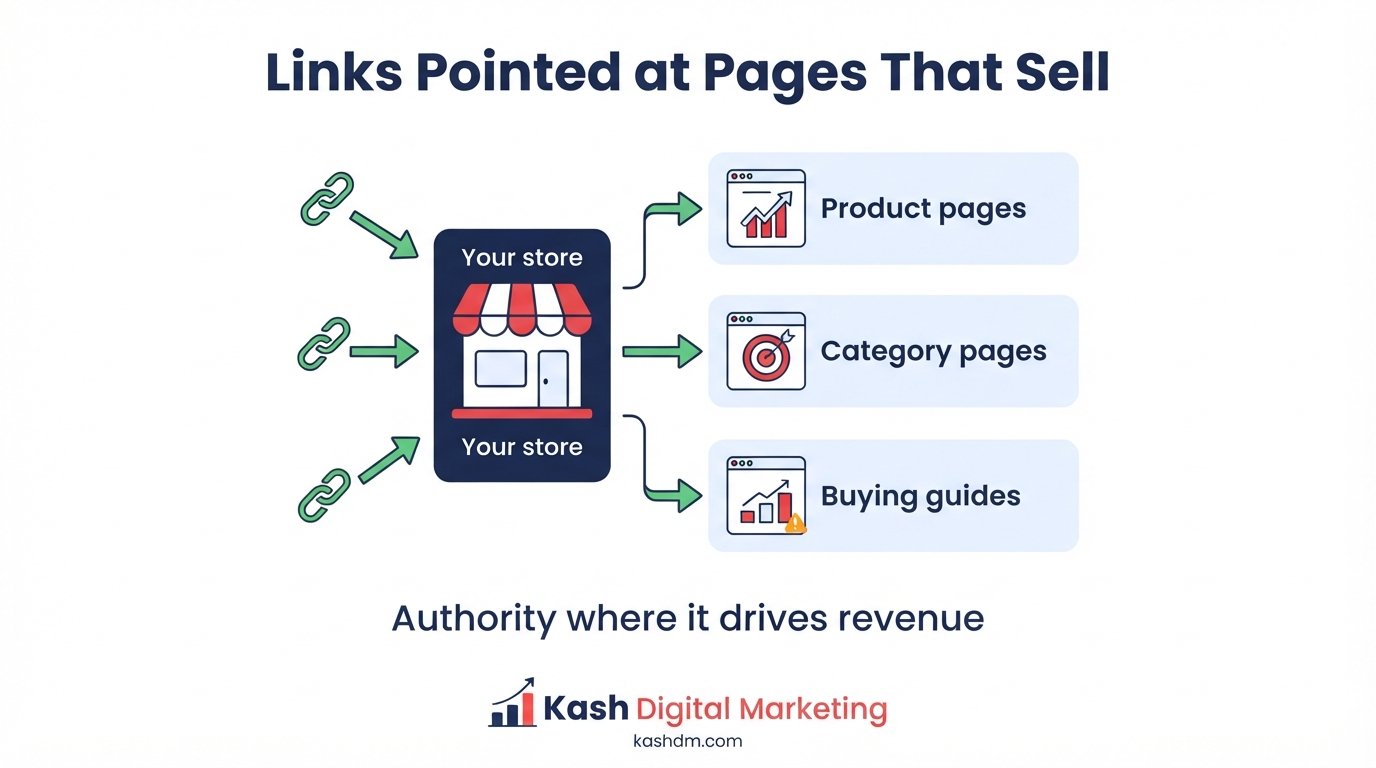 Ecommerce link building: digital PR, product seeding and resource page outreach earning backlinks.