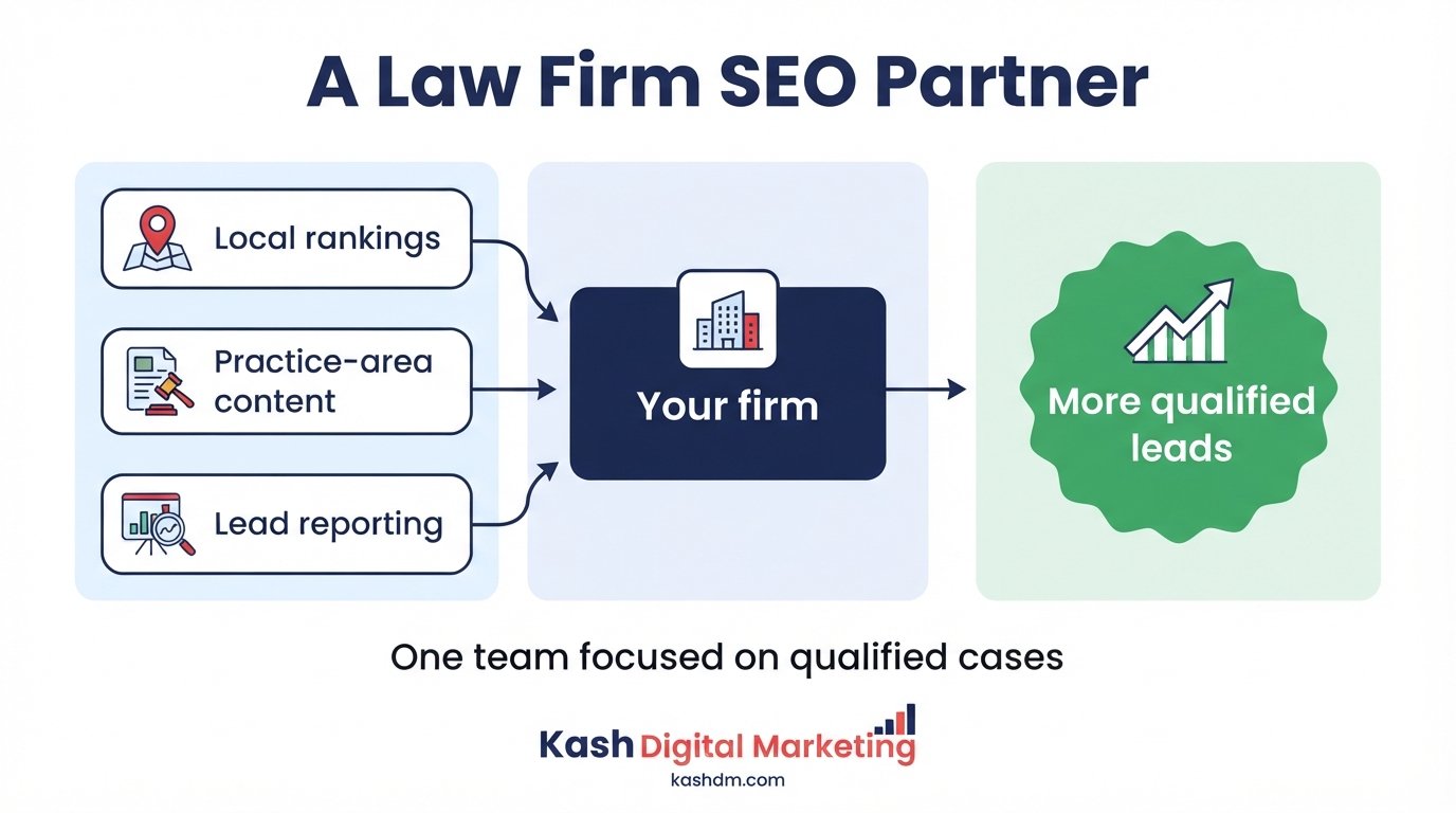 Law firm SEO agency and experts: local rankings, practice-area content and qualified-lead reporting that helps attorneys win more cases.