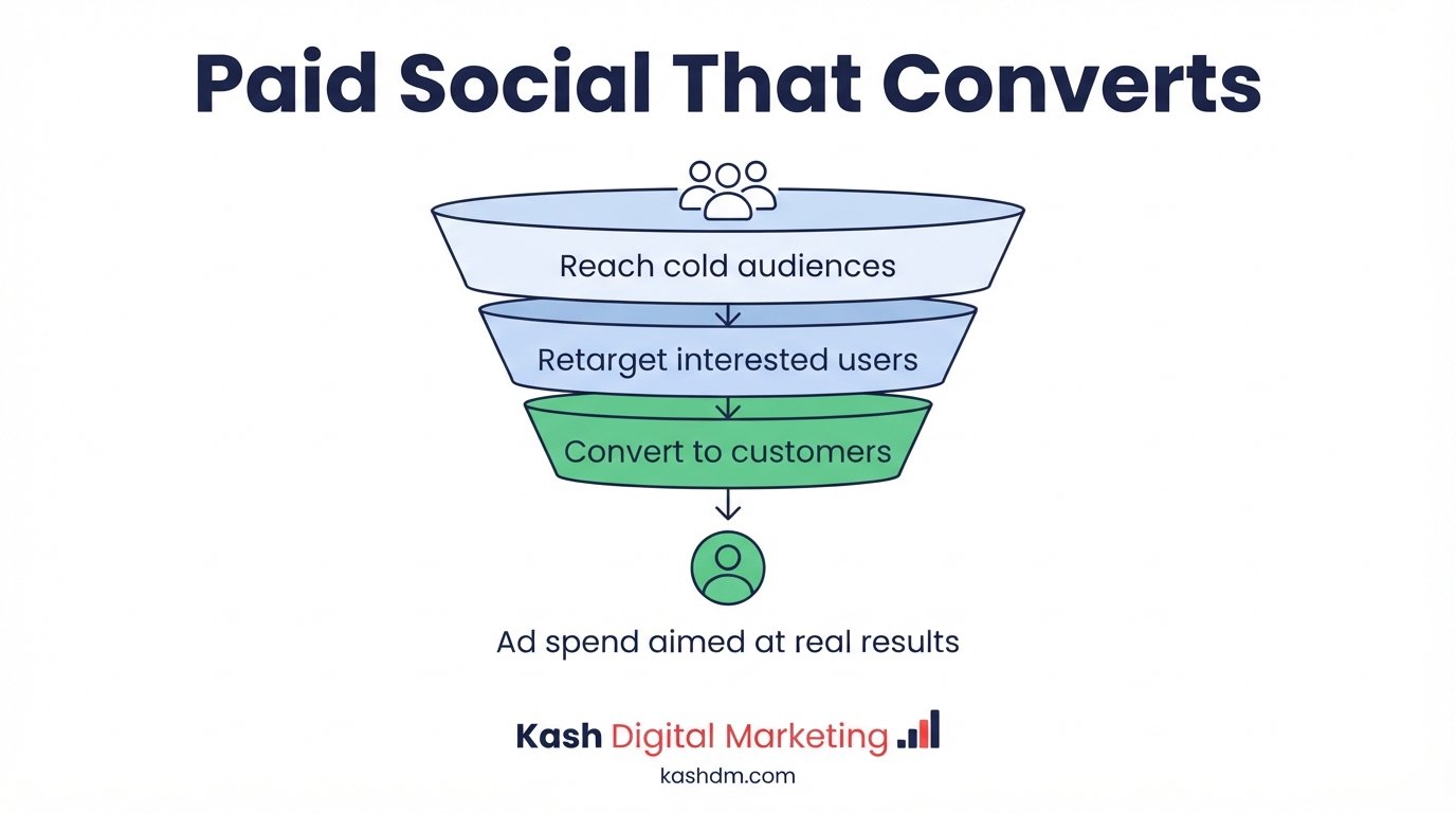 Paid social advertising services: targeted campaigns across Meta, TikTok, LinkedIn and Pinterest.