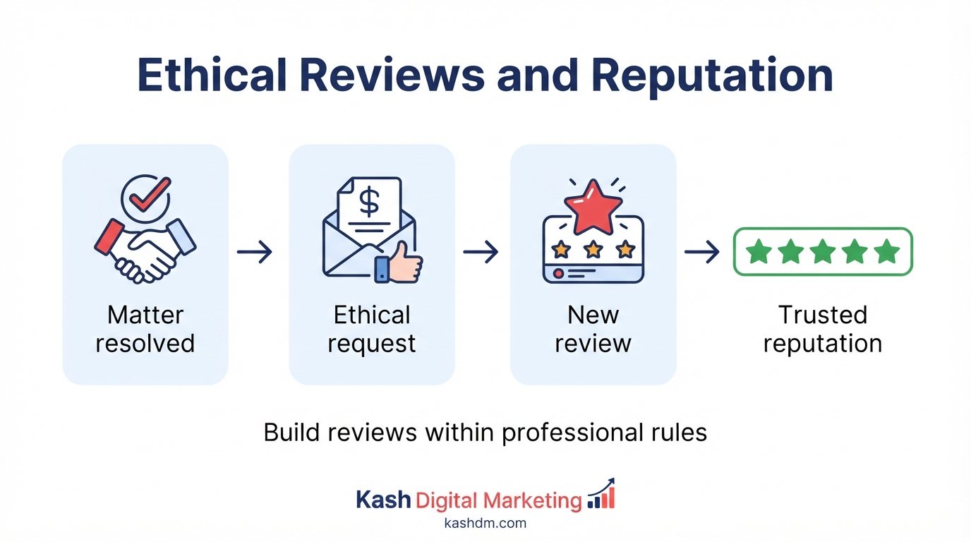 Review and reputation management for professional services: ethical review generation and confidential response handling.