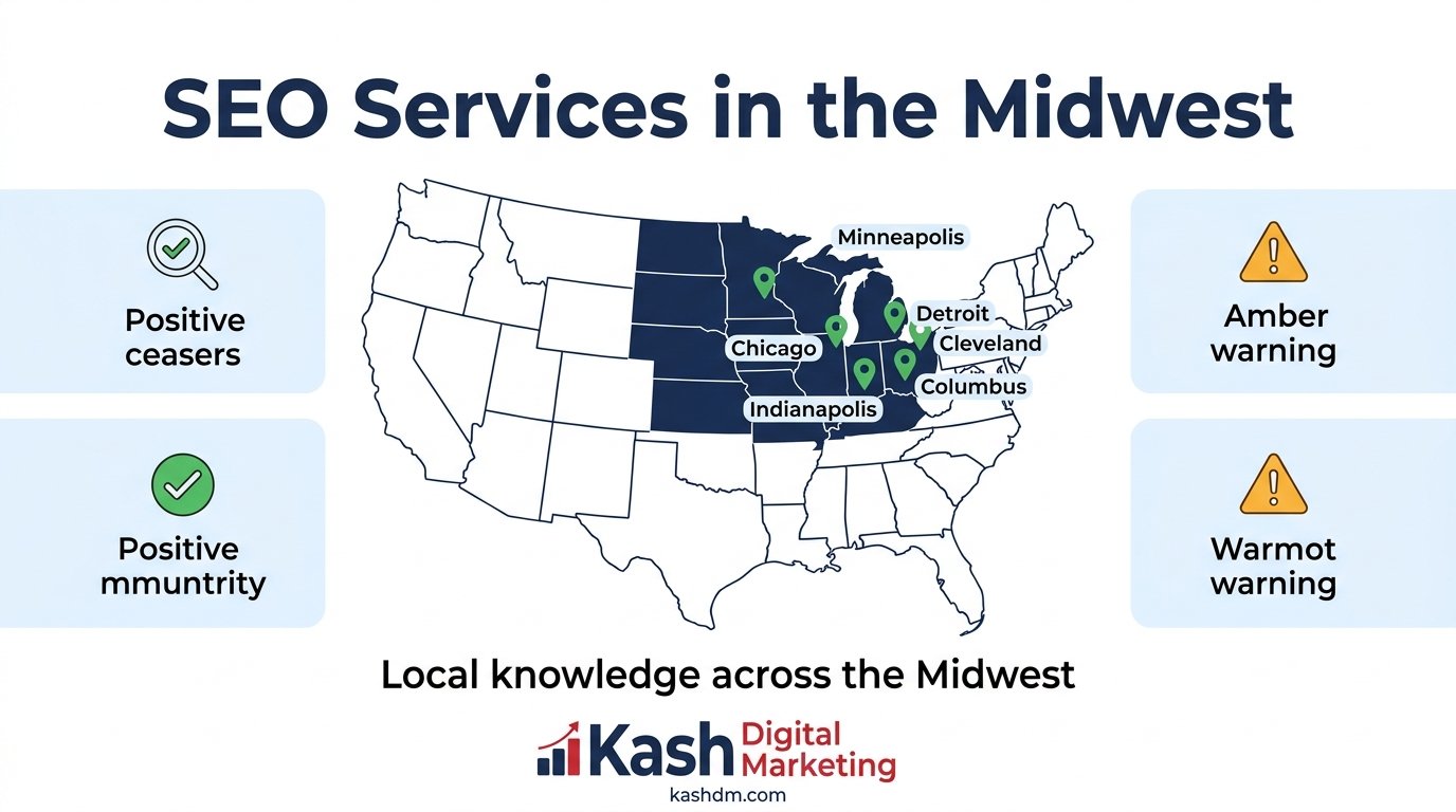 SEO services in the Midwest: Chicago, Columbus, Cleveland, Detroit, Minneapolis and Indianapolis.