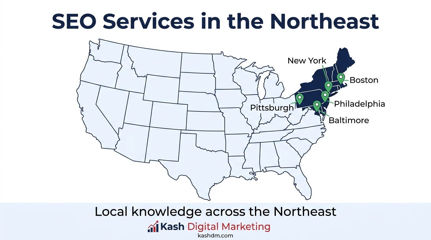 SEO services in the Northeast: New York, Boston, Philadelphia, Pittsburgh and the surrounding region.