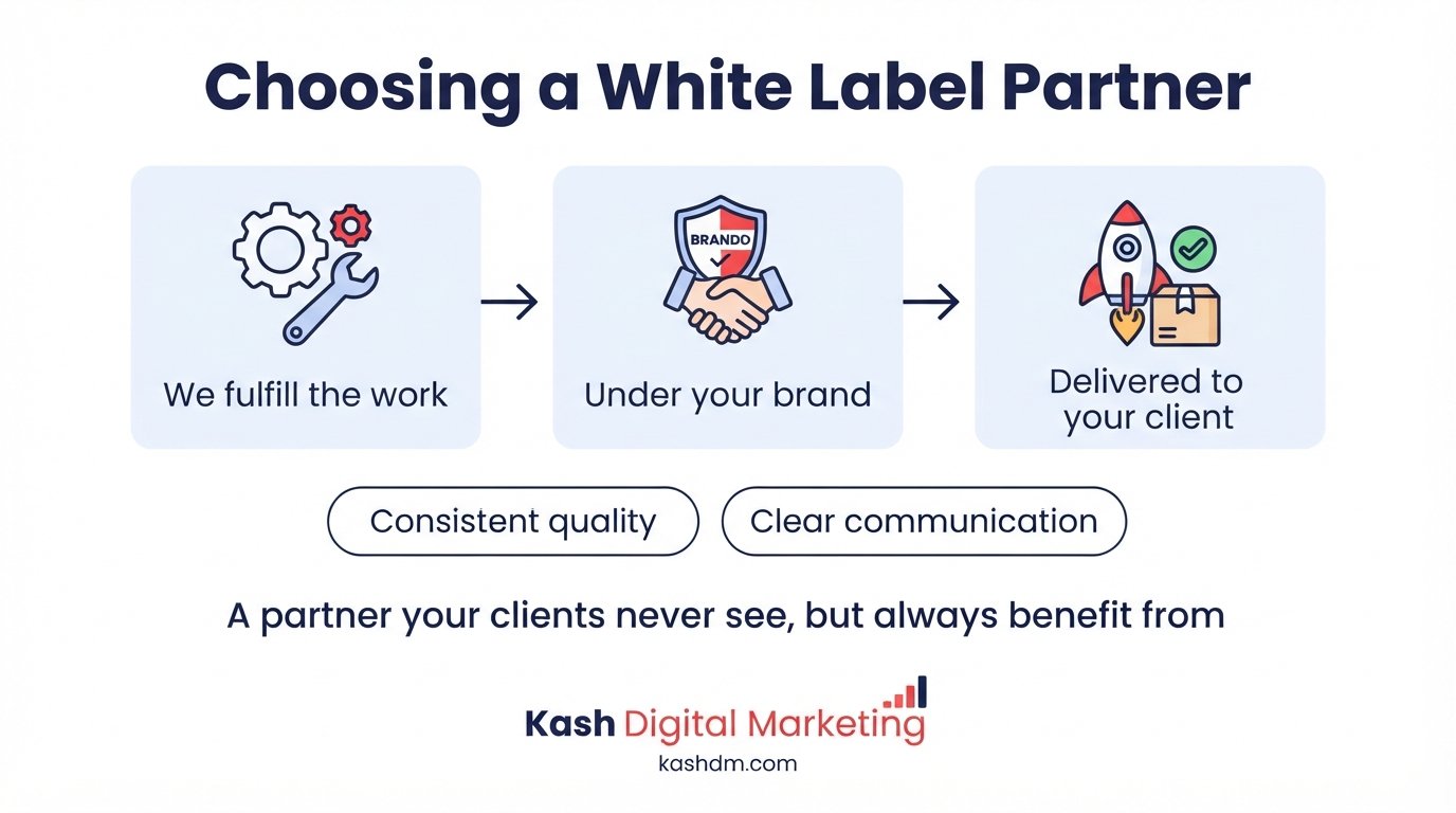 White label SEO services: evaluating a fulfillment partner for quality consistency and communication.